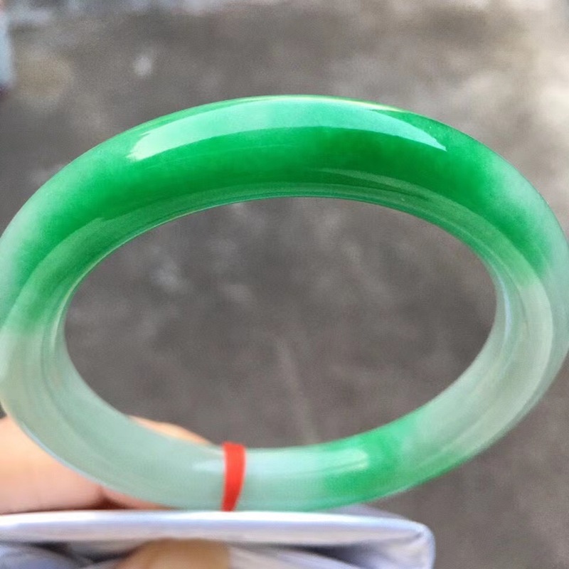 Bracelets - 천연 미얀마산 옥 팔찌, 둥근 모양,