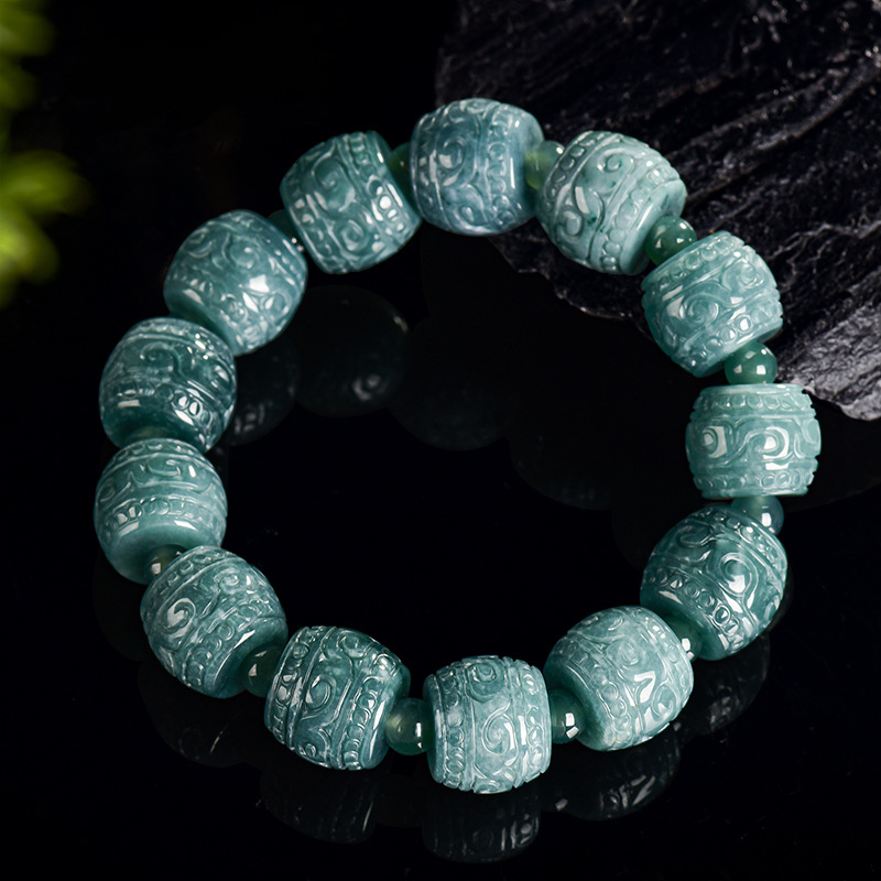 Bracelets - 천연 버마산 비취 원석 조각 비즈