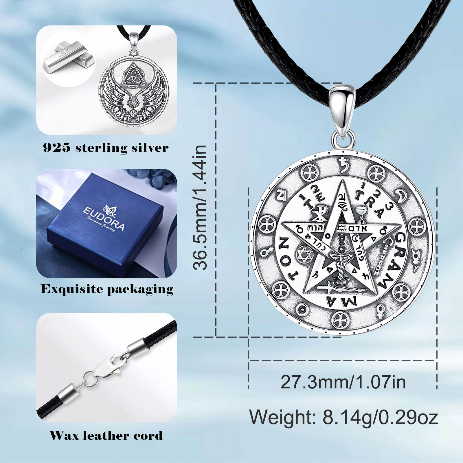 여성을위한 Eudora 925 스털링 실버 오각형 룬  - 925 Sterling Silver Chain Necklace Men 리뷰 및 가격