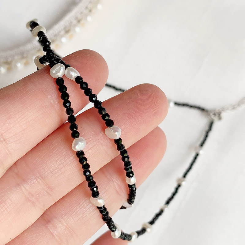 패션 치유 보석 2MM 작은 검은 흑요석 돌 크리스탈  - Pearl Choker Necklace Vintage 리뷰 및 가격