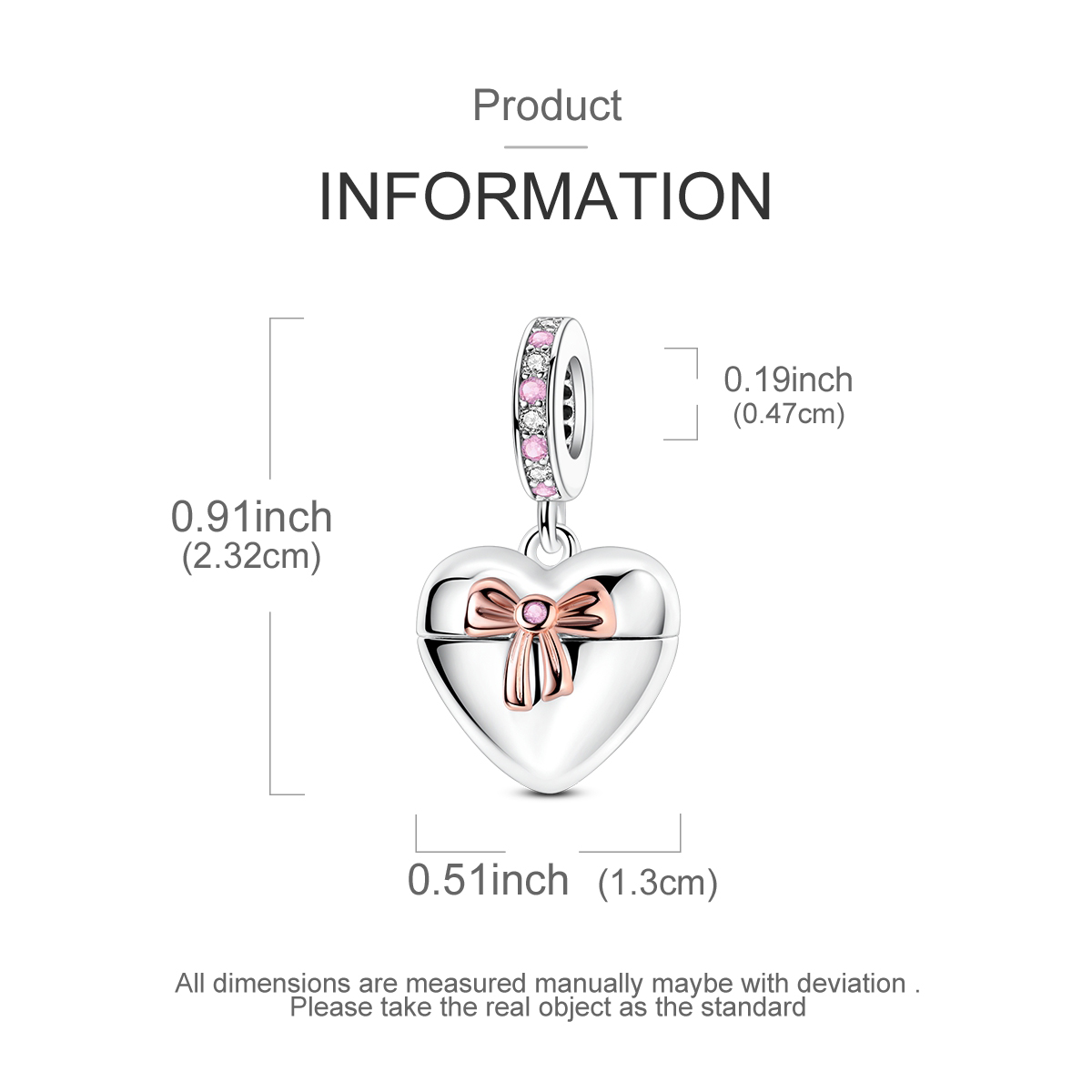 925 스털링 실버 투톤 하트 보우 로켓 참 핑크 CZ - Heart Locket Necklace Photo 리뷰 및 가격